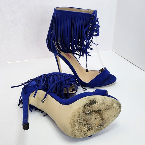 JustFab Sosha Cobalt Blue Sandals Heels Size 6 1/2 - Picture 11 of 11